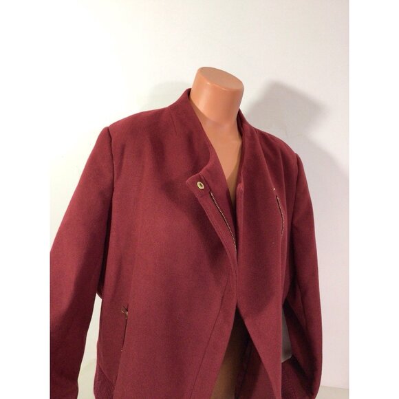 Deep Cherry Coat Oversized Bouclé Womens XL - Picture 6 of 14